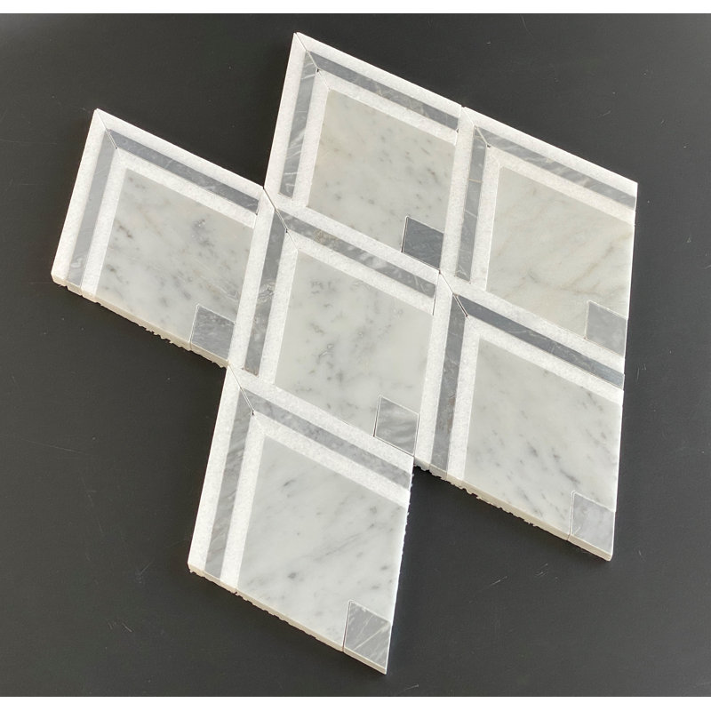 Marble Diamond Mosaic Wall & Floor Tile, Thassos White