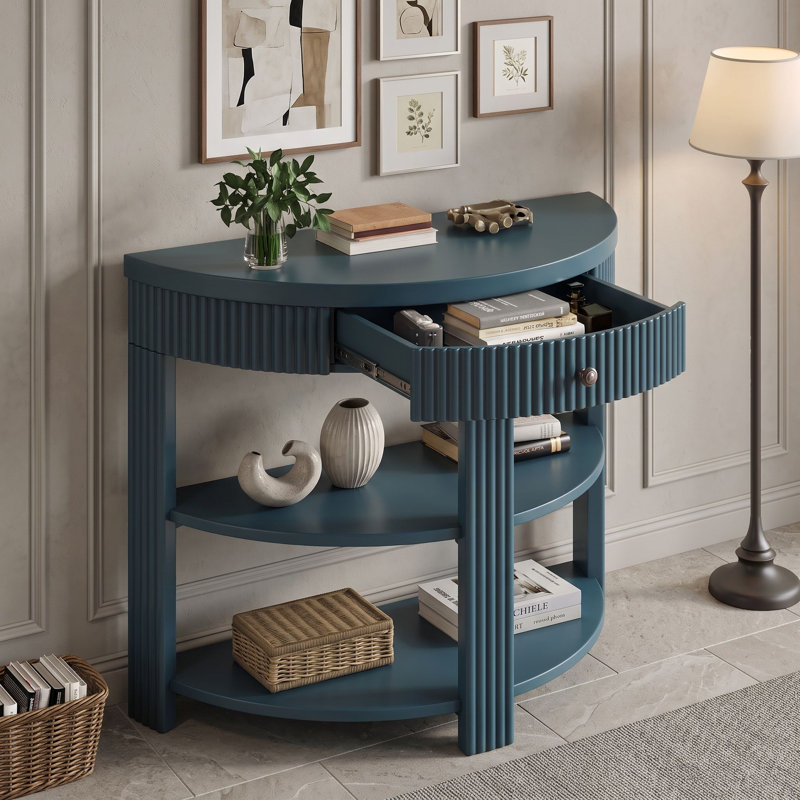 Console avec tiroir et tablettes, Marine