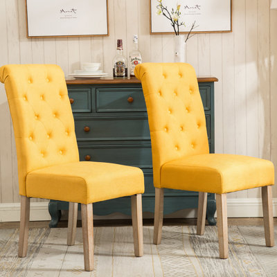 Chaise parsons capitonnée en bois massif Habit, ensemble de 2, jaune