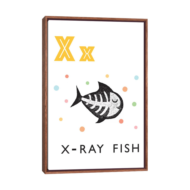 Alphabet Flash Cardes X - impression d'art graphique, Pas de tapis, Toile avec cadre brun, H 60 po x l 40po x P 1,5 po