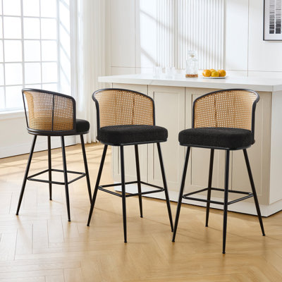 Cane Back Upholstered Counter & Bar Stool