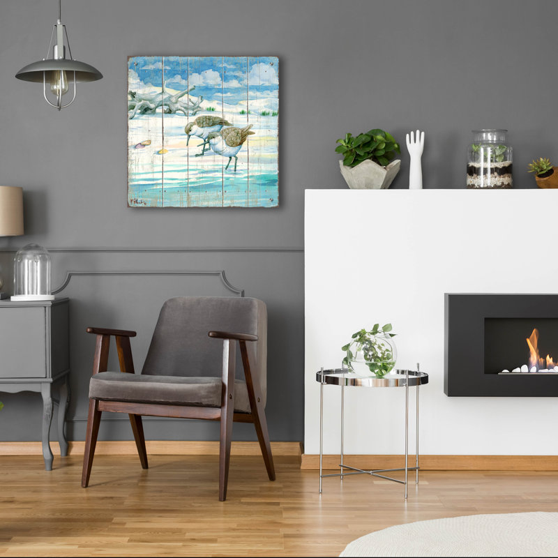 «Shoreline Sandpipers II» par Paul Brent, art en verre acrylique Wal, H 24 po x l 24 po x P 0,2 po