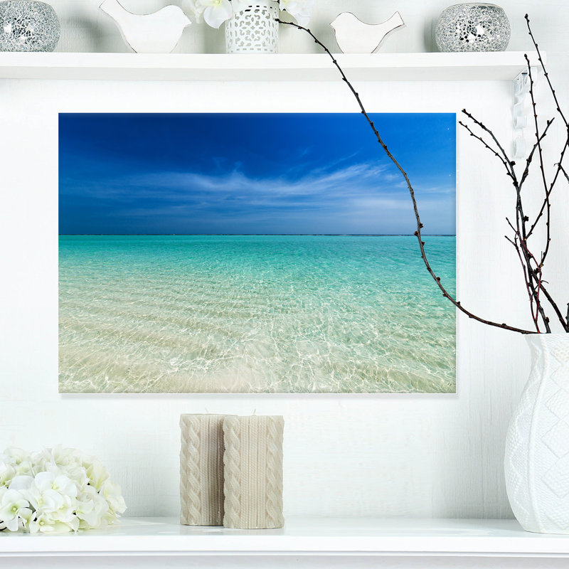 Photographie « turquoise océan under blue sky », H 12 po x l 20 po x P 1 po, Toile avec cadre flottant