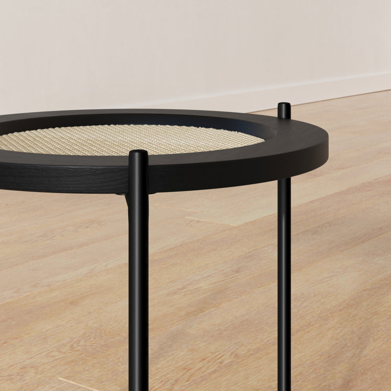 Peltz Solid Wood Top End Table, Black