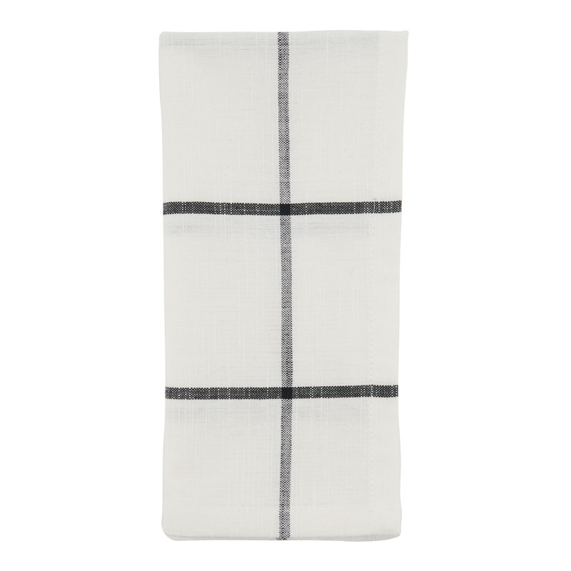 Hester Collection Cotton Plaid Square Napkin, White