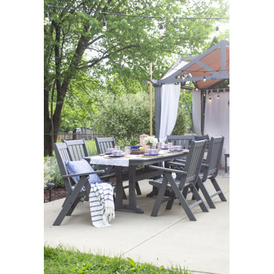 POLYWOOD Vineyard Folding Chair 7-Piece Dining Set with Trestle Legs