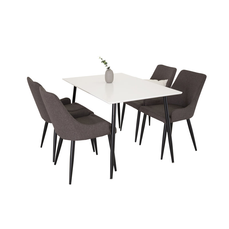 Belue 4 -Person Dining Set, Dark Grey/Black, Black