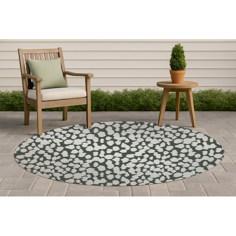 Animal Splat Non-Slip Outdoor Rug, Round 5'