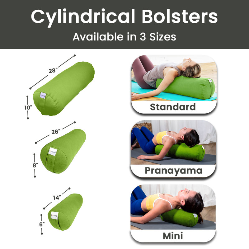 Coussin cylindrique pour méditation et traversin de yoga - brun, 10 po x 28 po, Vert