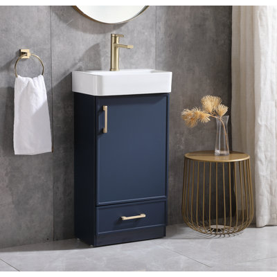 Suheyb 18" Modern Mini Blue Single Bathroom Vanity Set