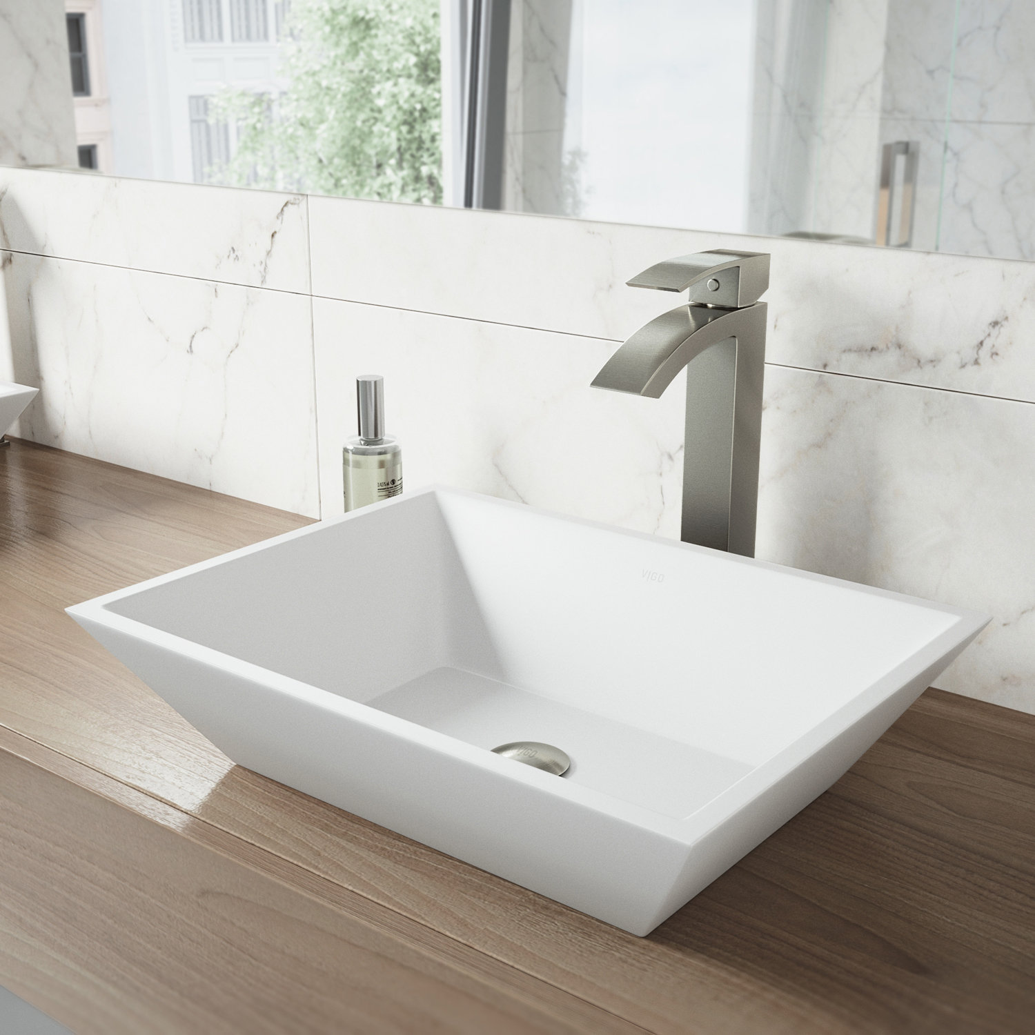 Vinca Rectangular Vessel Bathroom Sink