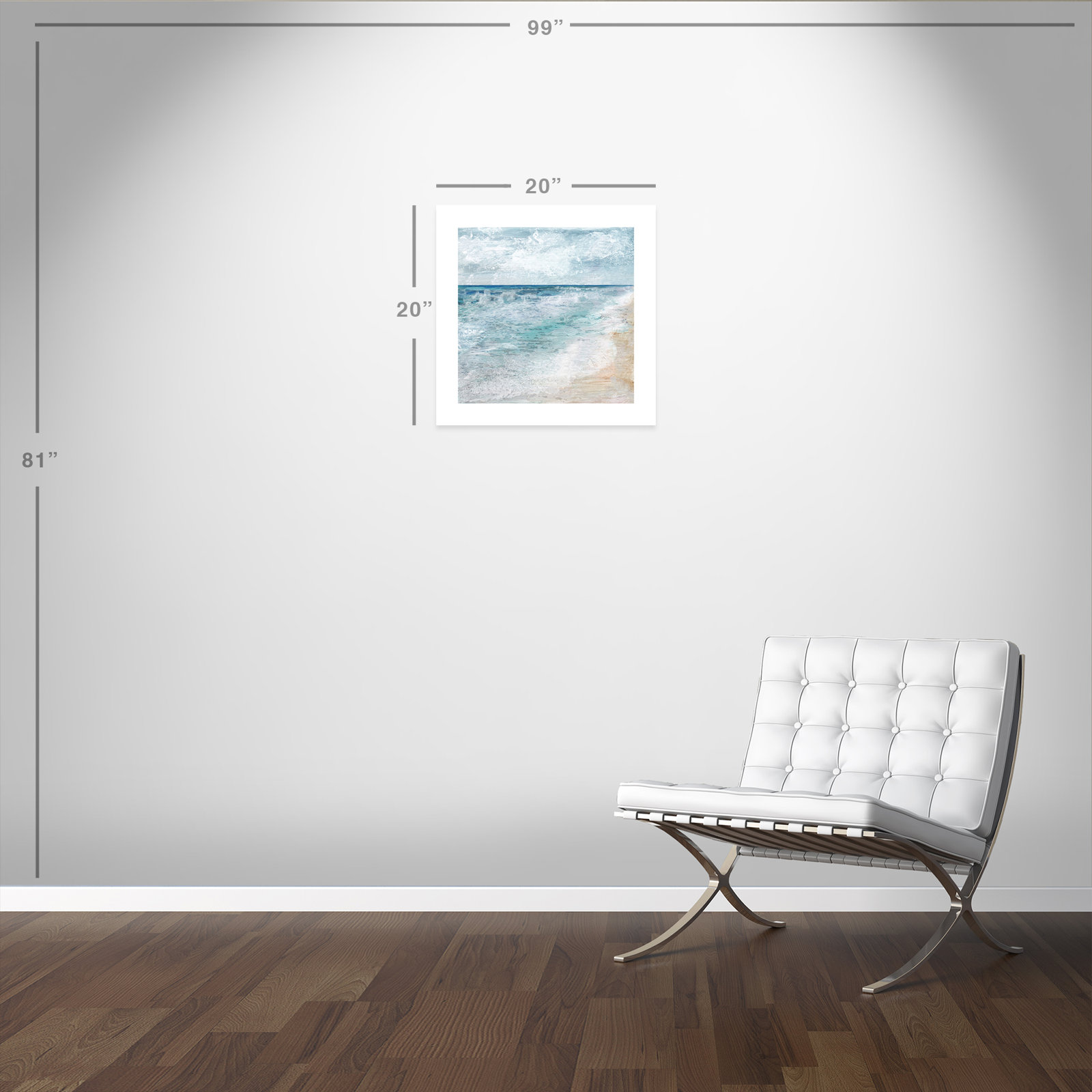 Basel "Shore Walk Rolled" Painting, 20" H x 20" W x 0.1" D