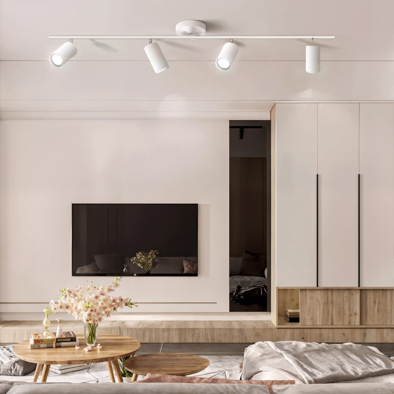 Plafonnier sur rail à 4 lumières à DEL Flsnt, lumières sur rail réglables pour, cuisine, têtes rotatives, projecteur de plafond multidirectionnel moderne, 24 W, 3000 K