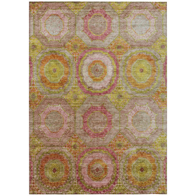 Machine Washable Indoor/Outdoor Xhevrie Orange Rug