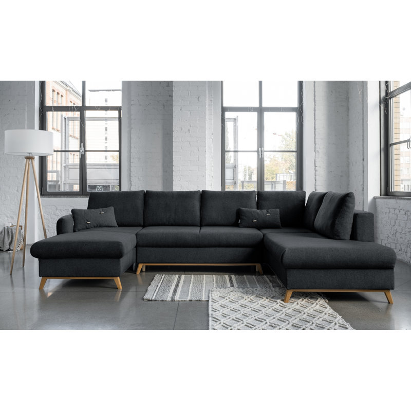 Scandic Lagom 8 Seater Sofa Bed, Dark Grey, Right Hand Facing