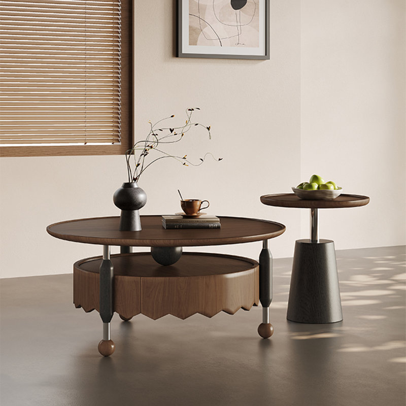 Medieval-style round coffee table set