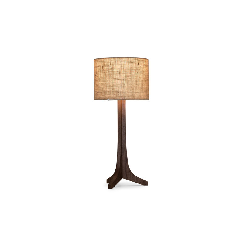 Lampe sur pied 59 po Nauta, Noyer teint foncé / aluminium brossé, Toile de jute