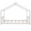 Lit plateforme simple avec tête de lit et pied de lit, conception de toit, blanc-1061000454