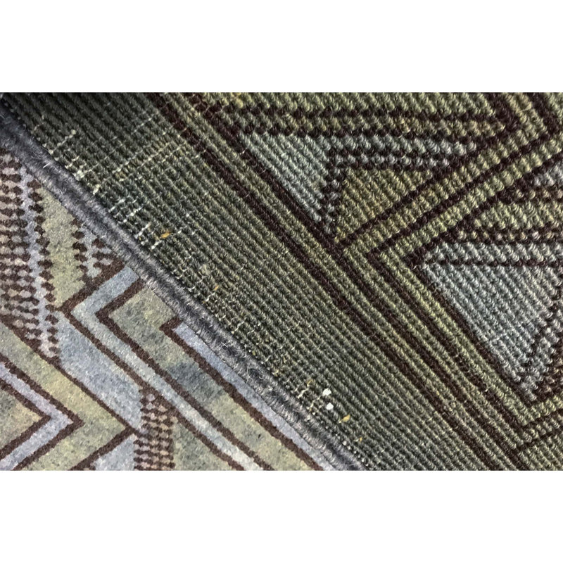Wool Geometric Area Rug in Gray