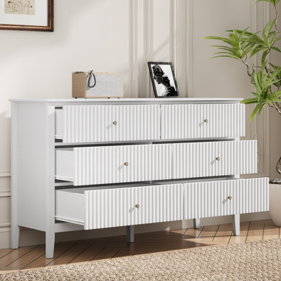 Commode double en bois à 6 tiroirs 47 po Cydny