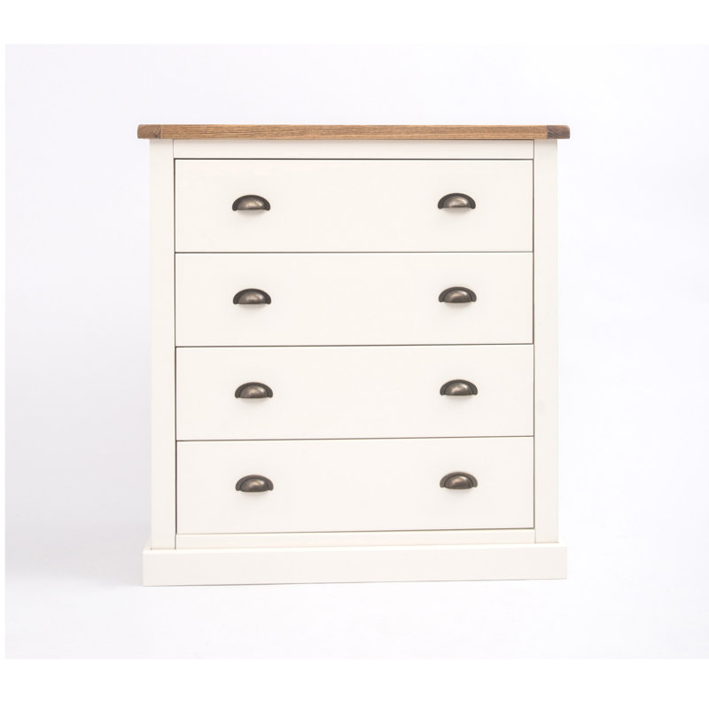 90 cm W Chest of 4 Drawers, Off White