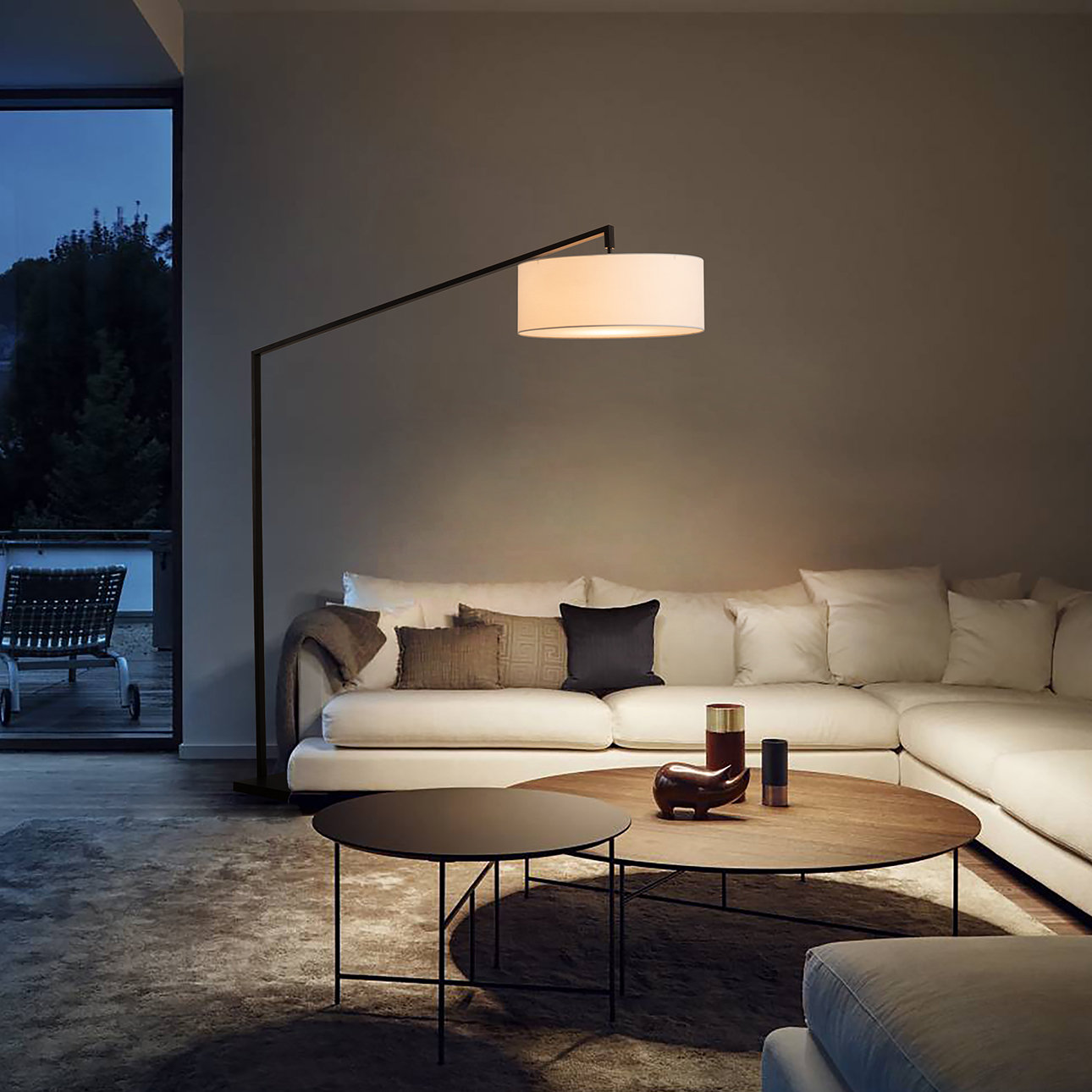Stretch 87" Marble Floor Lamp, Matte Black
