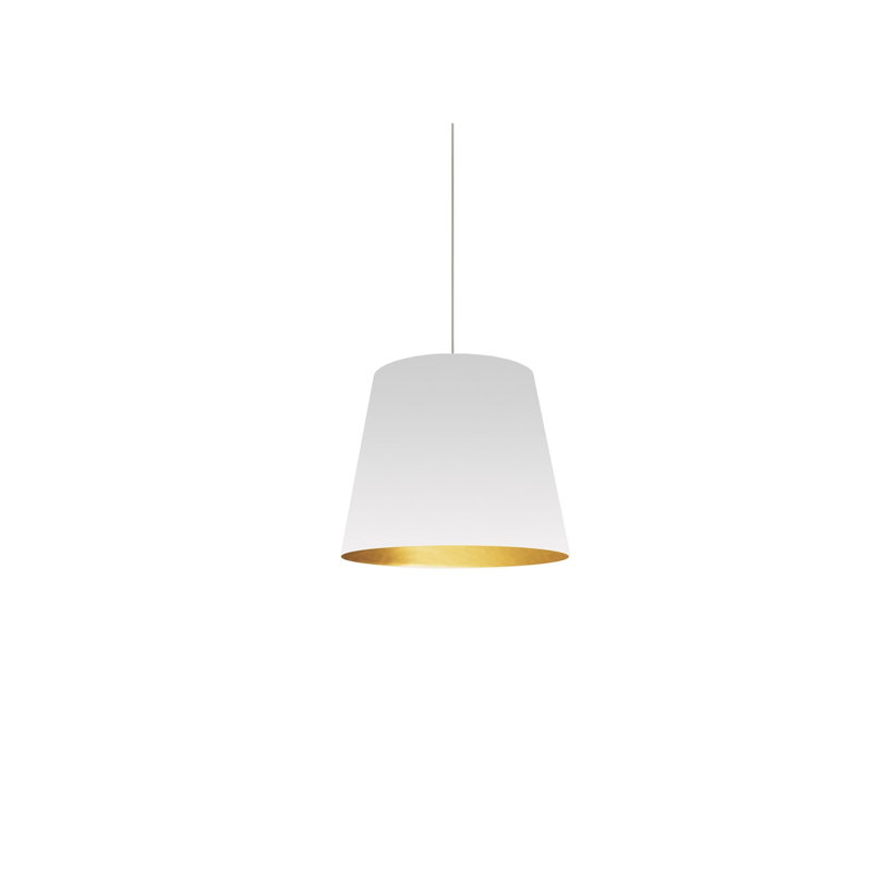 Luminaire suspendu cylindrique surdimensionné à 1 lumière, H 14 po x l 14 po x P 14 po, Blanc / doré