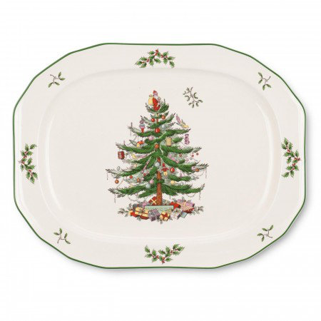 Spode Christmas Tree Sculpted Oval Platter 14"