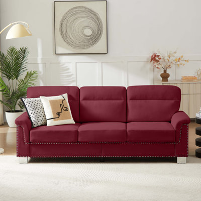 82" Modern Compressed Snowfleece Fabric 3-Seater Sofa