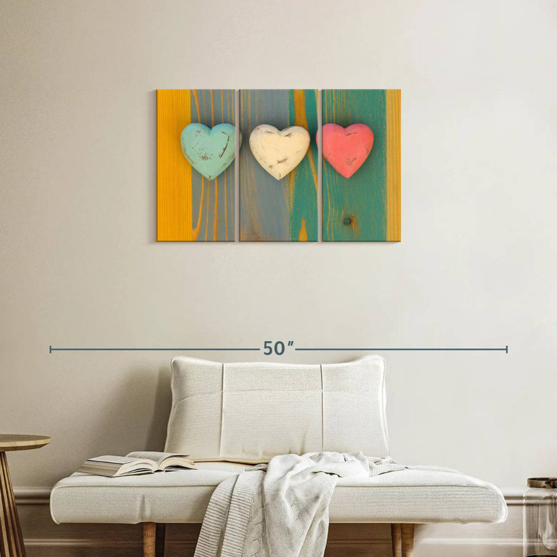 Hardie Three Wooden Hearts, 20" H x 33" W