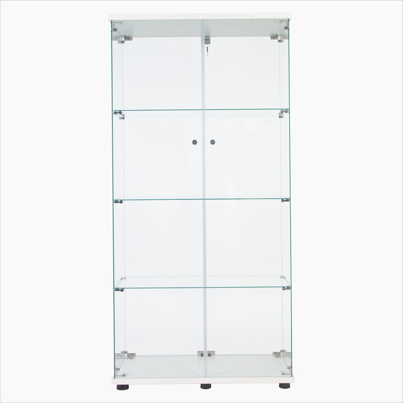 Vitrine à deux portes avec 4 tablettes en verre, blanc