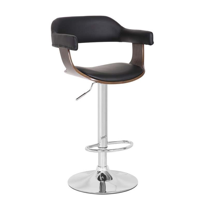 Contemporary Swivel Adjustable Barstool With Padded Armrests, Khaki