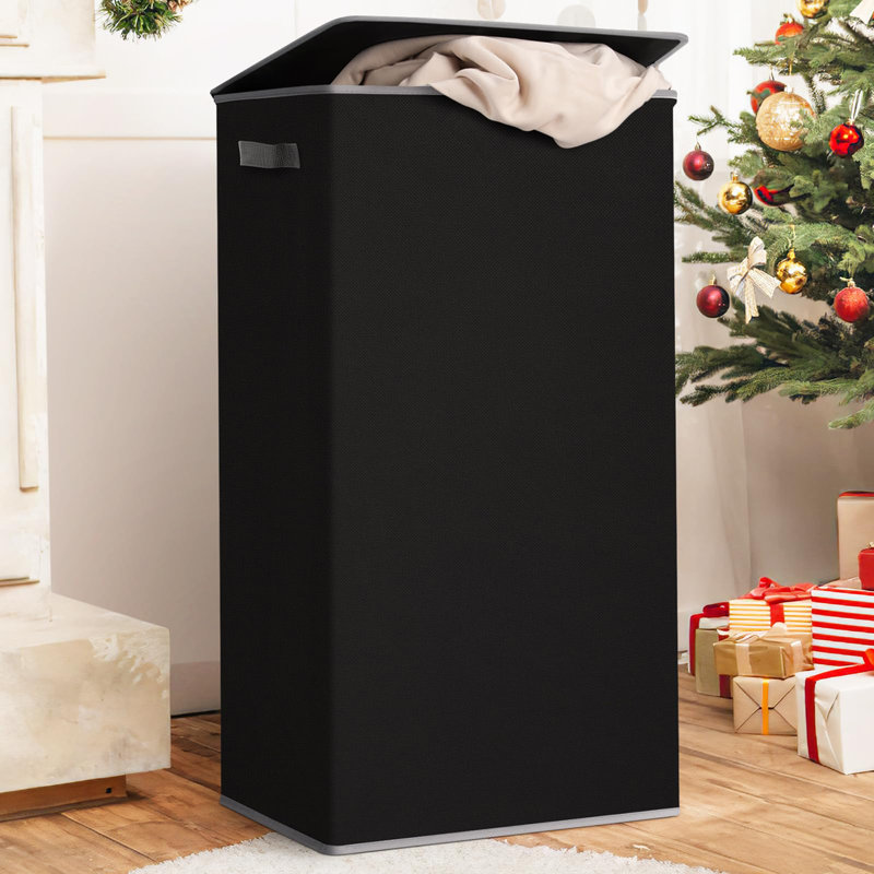 Fabric Laundry Hamper with Handles, Black