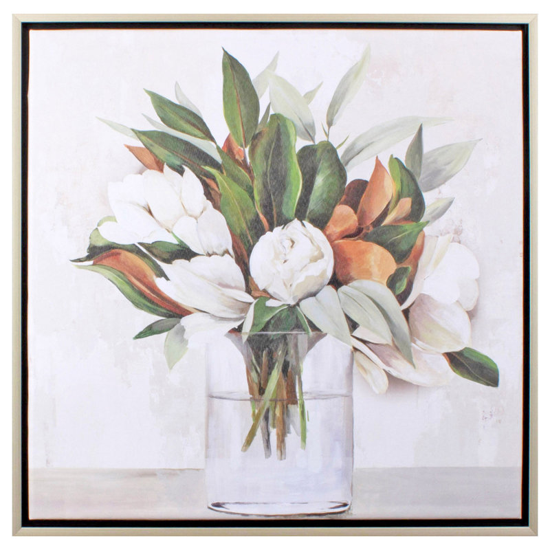 «Magnolia Bouquet Silver», reproduction d'art encadrée