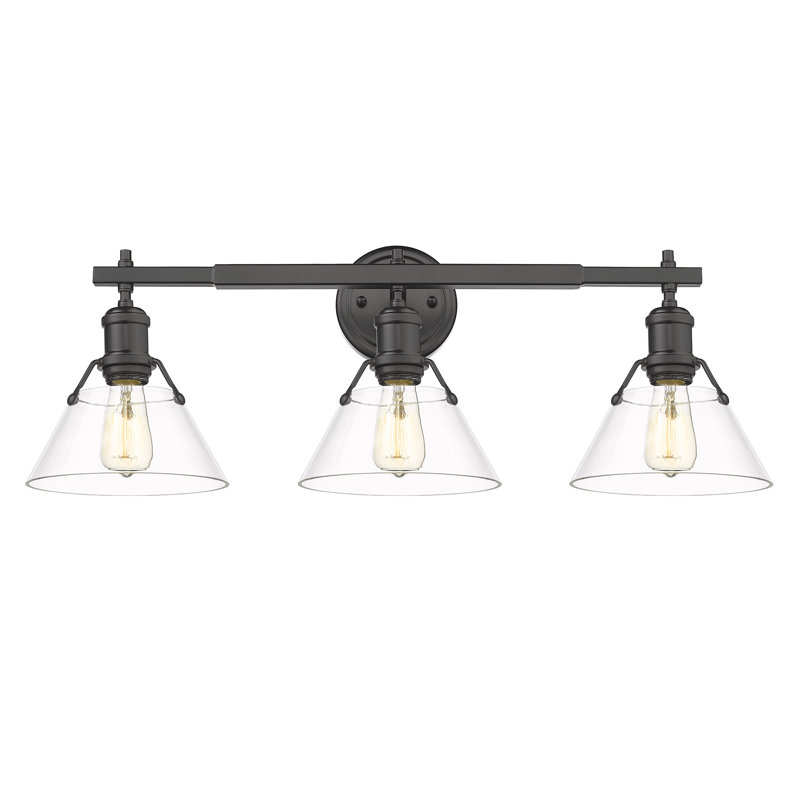 Luminaire à 3 lumières Felda, Noir mat, Verre transparent