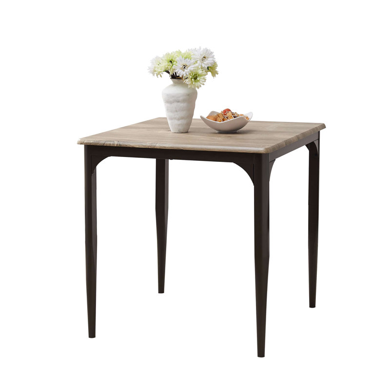Jusra 30" Square Dining Table, Heavy Duty Metal Frame with Wood Top