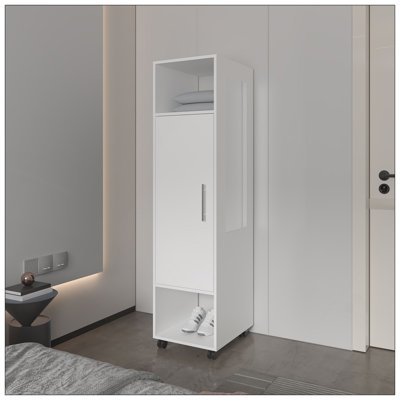 Armoire Summit en mélamine avec miroir, porte et rangement ouvert