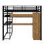 Lit mezzanine double en métal avec garde-robe, tiroir, bureau et tablettes