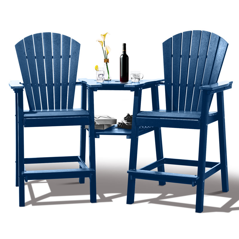 Maybeck 2-Piece Outdoor Adirondack Chair With Table, Blue