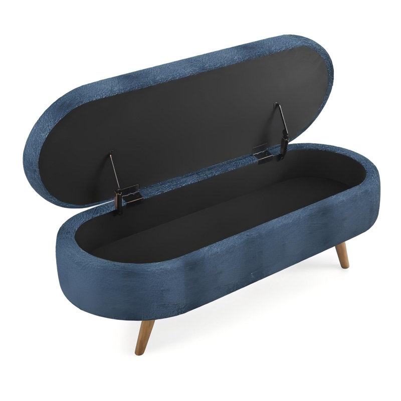 Banc de rangement rembourré, Bleu