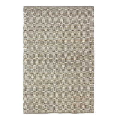 Tapis géométrique tissé à plat à la main blanc / brun
