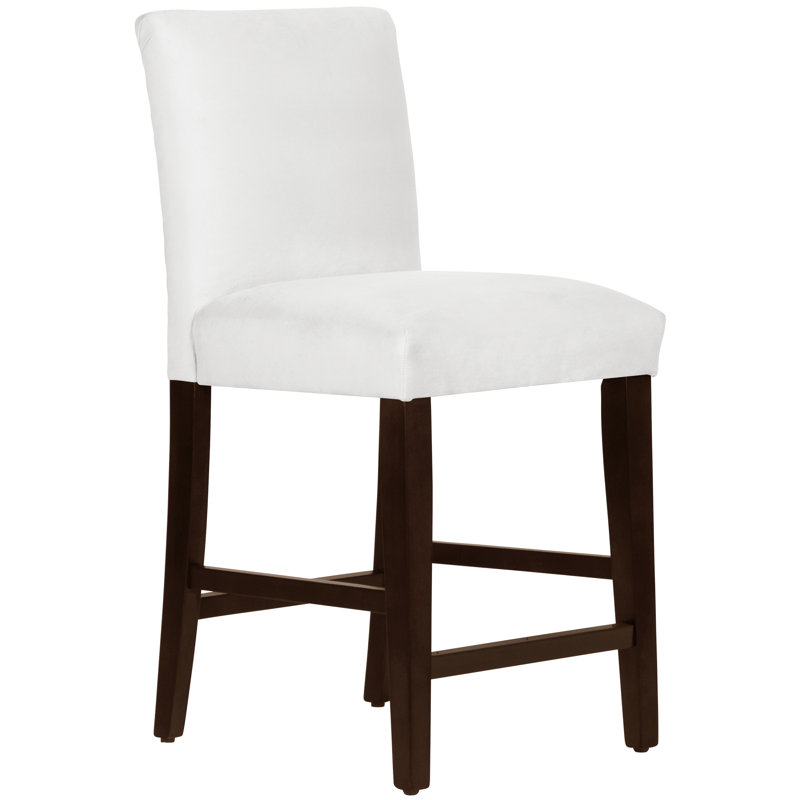 Tabouret de bar et de comptoir Hadrien, Tabouret de comptoir (siège d'une hauteur de 26 p, Espresso, Velours blanc classique