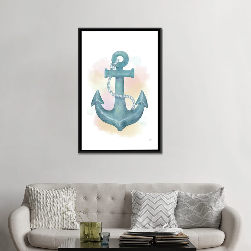 « aquarelle anchor », impression sur toile, H 26 po x l 18 po x P 1,5 po, Toile avec cadre noir