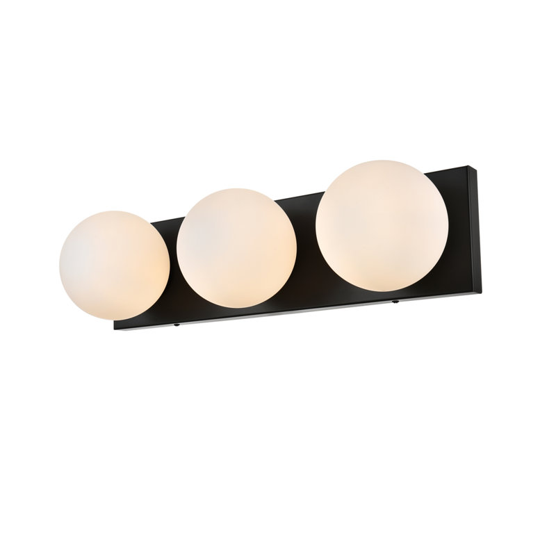 Applique murale de salle de bain à intensité variable Isabeth, Noir, noir, noir, noir, H 6 po x l 22 po x P 22 po, 3 lumières
