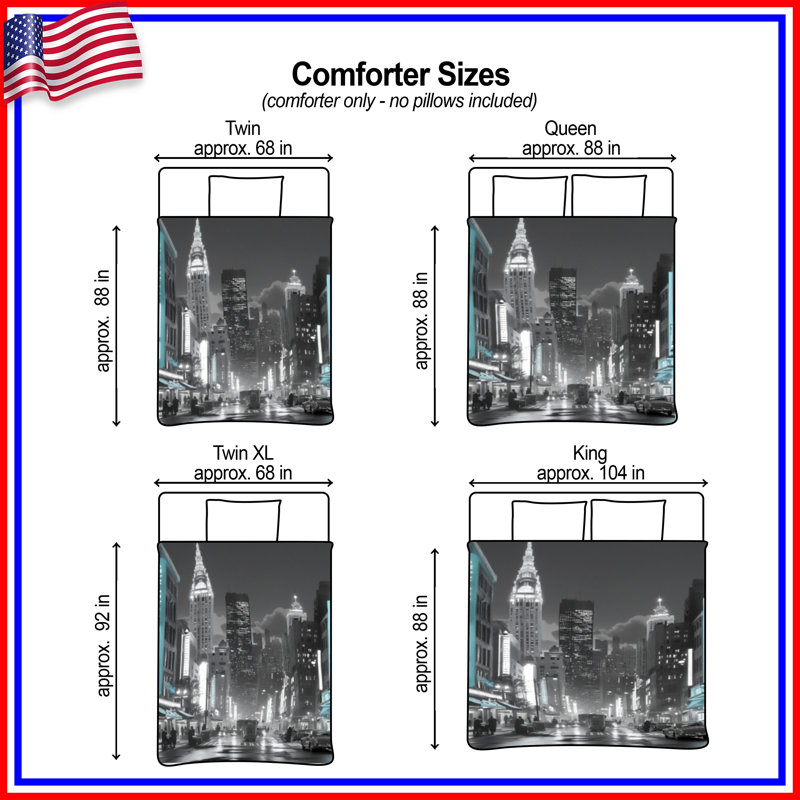 Cityscape Neon Lights Comforter, Twin