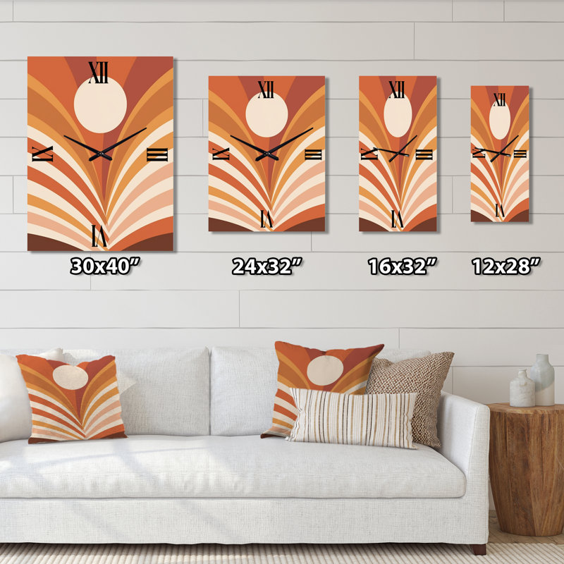 Horloge murale rétro Mid-Century, H 32 po x l 24 po x P 1 po