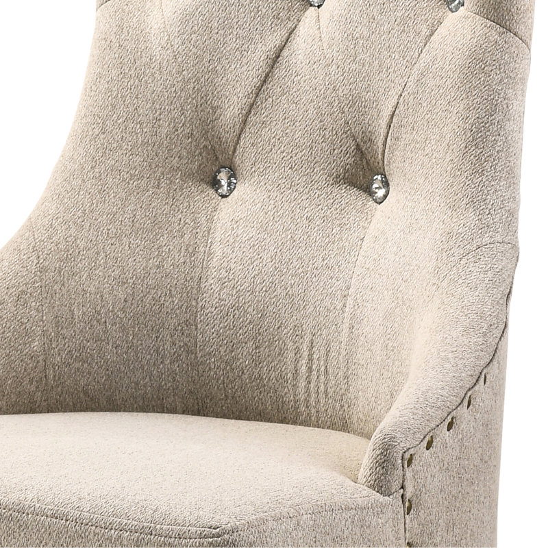 2 chaises arrière beiges - pieds gris récupérés, option de salle à manger élégante, 2 pièces de style élégant pour le dîner, revêtement doux et pieds de charme rustique