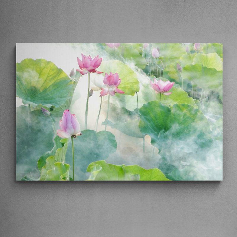 Lotus Flower, Summer, Canvas, Wall Art, Framed Print - Wrapped Canvas Print, 81cm H x 117cm W