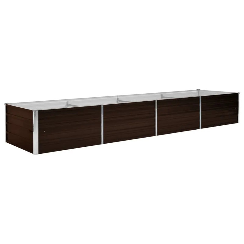 Raised garden bed in galvanized steel, Brown, 45cm H x 320cm W x 80cm D