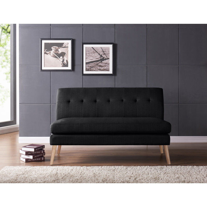 Causeuse sans accoudoirs de 55,1 po Valeria, Polyester noir nuit